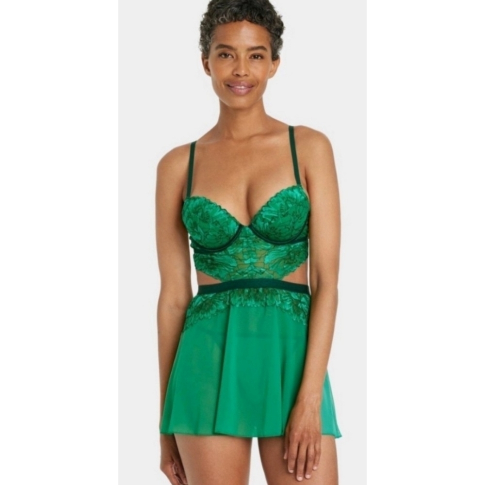 Auden Lace Push up Babydoll Green Size M